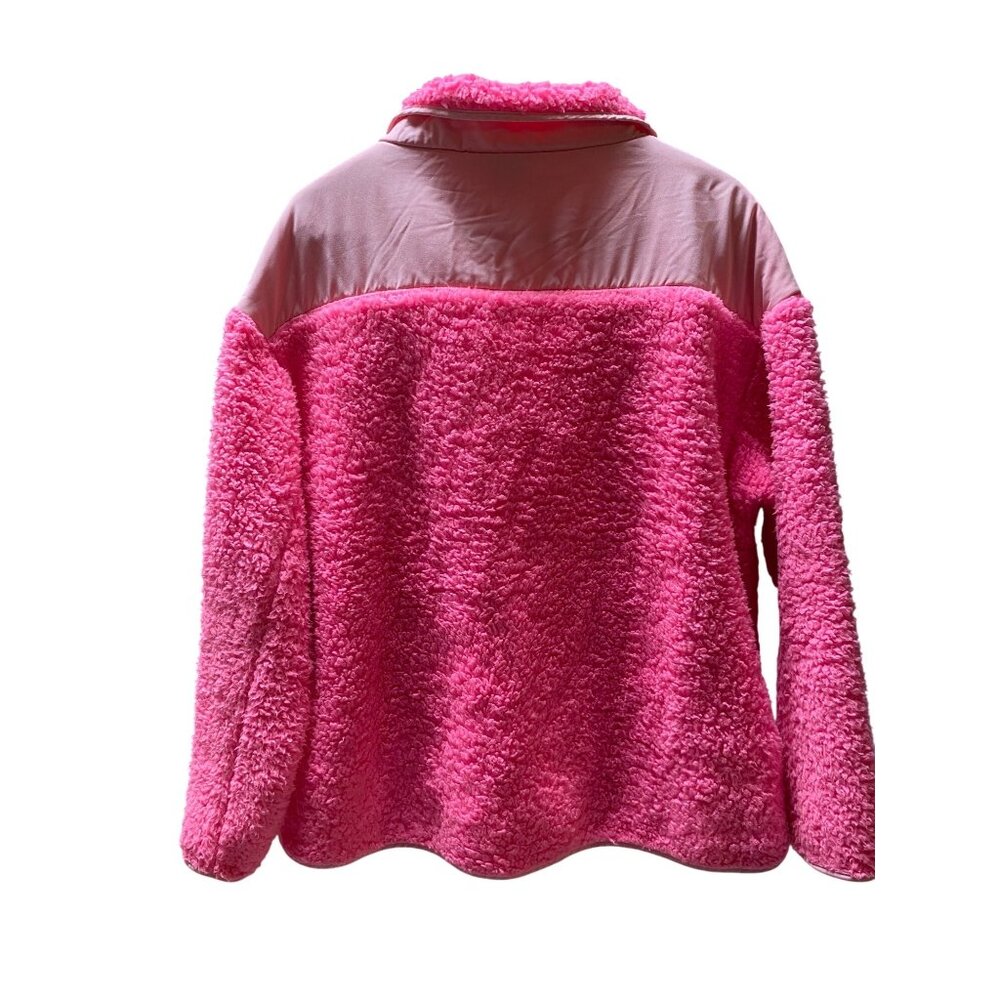 Crown &‎ Ivy Womens Pink Sherpa Fleece Jacket Size Medium With Zip Pockets Cozy - Picture 4 of 6